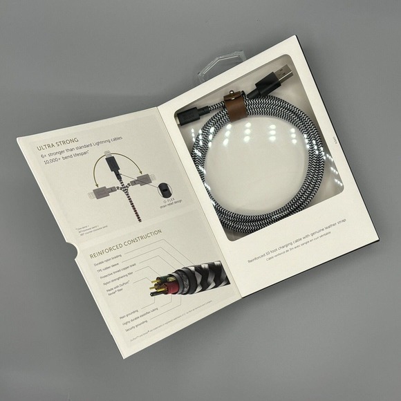 Native Union Lightning to USB-A 10 ft 3 m Braided Cable MFi-Certified Zebra NEW - Picture 3 of 7